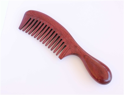 Red Sandalwood Hair & Beard Comb with Rounded Handle WC041 | Wide Tooth